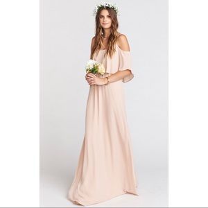 CAITLIN RUFFLE MAXI DRESS ~ DUSTY BLUSH CRISP